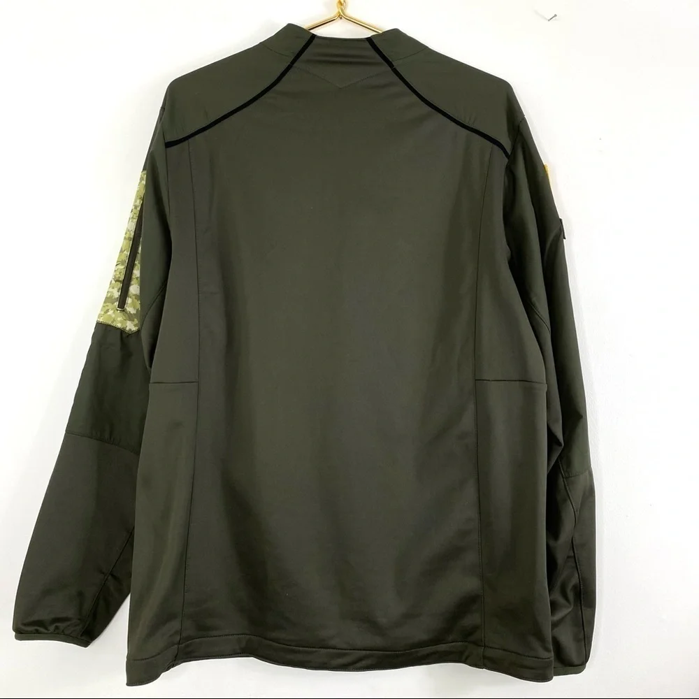 Nike NFL ONFIELD Jets Camo Pocket Half Zip Pullover Jersey Shirt Military Green